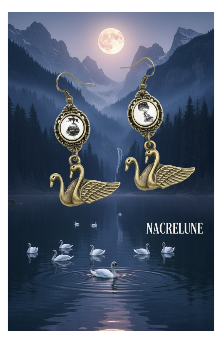 Swan cameo earrings