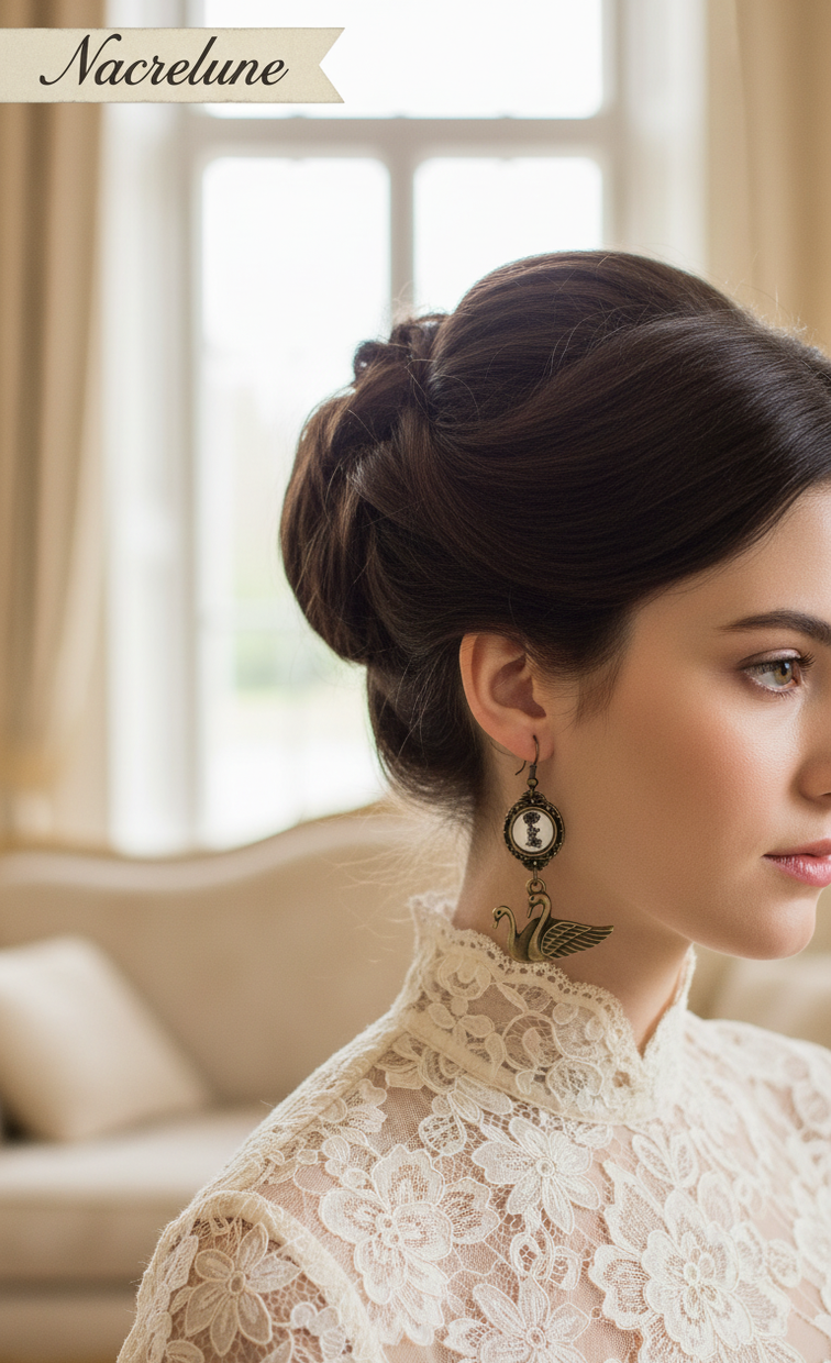 Swan cameo earrings