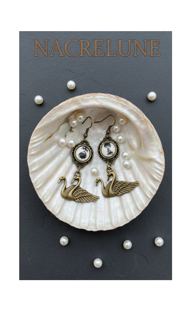 Swan cameo earrings
