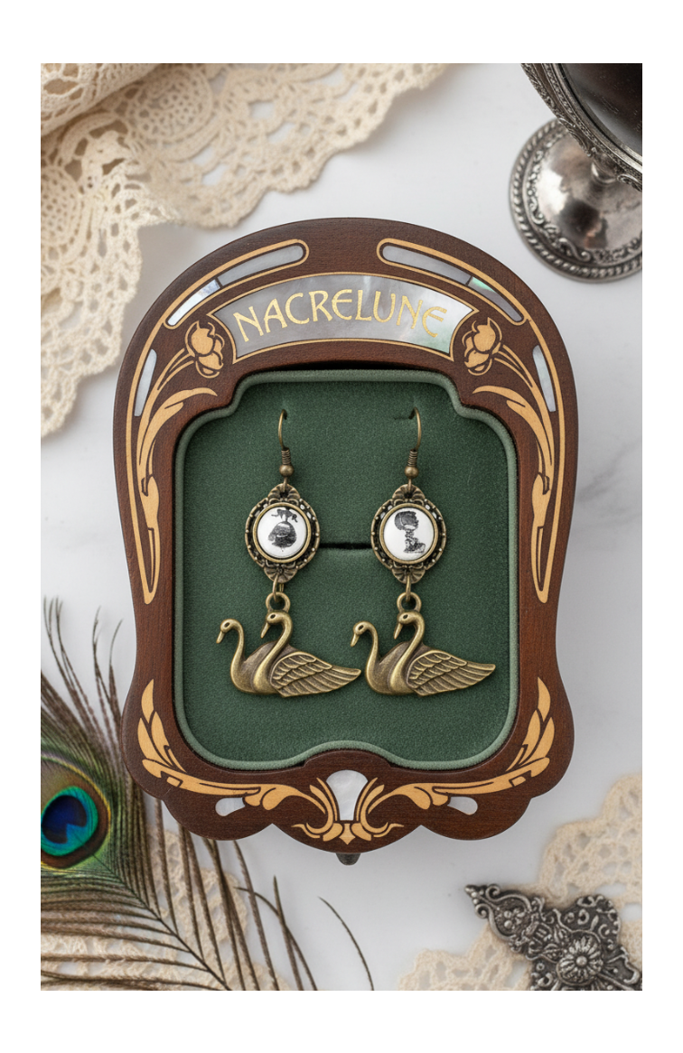 Swan cameo earrings