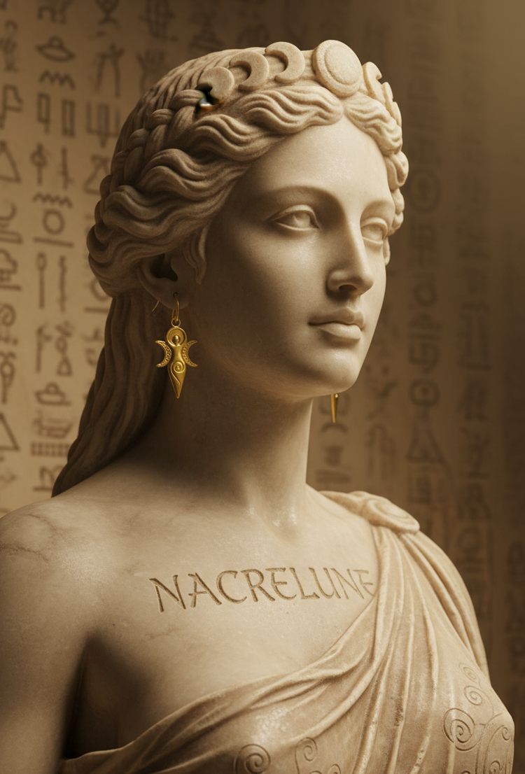 Boucles Déesse Mère en acier inoxydable plaqué or 18 carats | NACRELUNE NACRELUNE boucles d'oreille