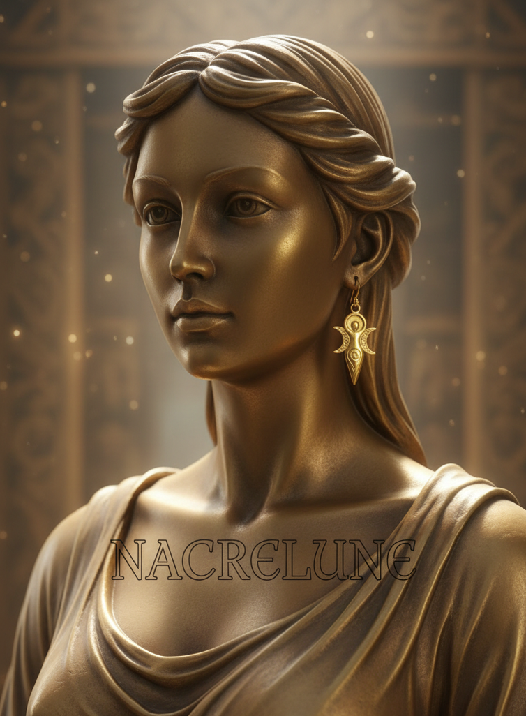 Boucles Déesse Mère en acier inoxydable plaqué or 18 carats | NACRELUNE NACRELUNE boucles d'oreille