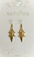 Boucles Déesse Mère en acier inoxydable plaqué or 18 carats | NACRELUNE NACRELUNE boucles d'oreille
