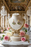 Boucles d'Oreille Émail Décoré Motif Rose – Bijou Fantaisie Féminin | NACRELUNE