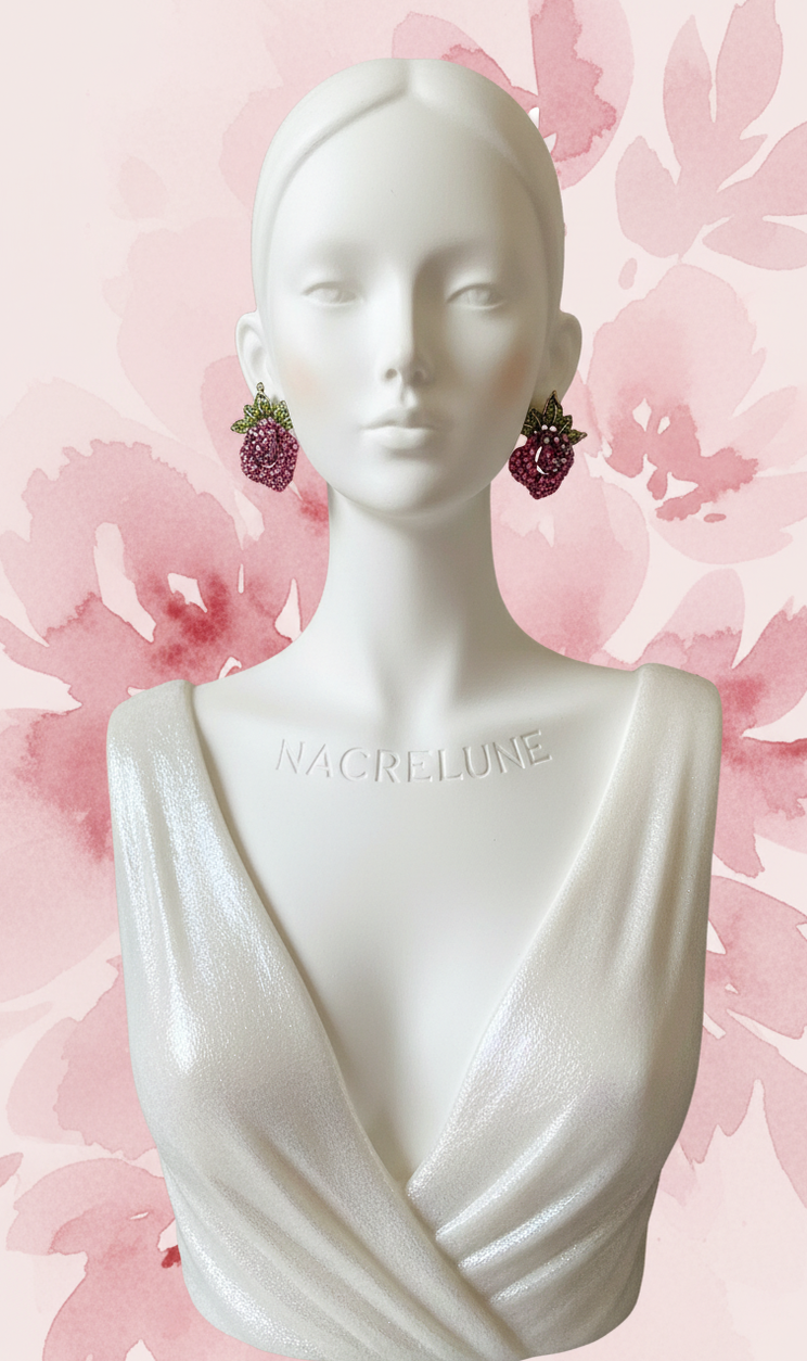 Boucles d’oreilles en strass roses, forme rose-NACRELUNE NACRELUNE boucles d'oreille