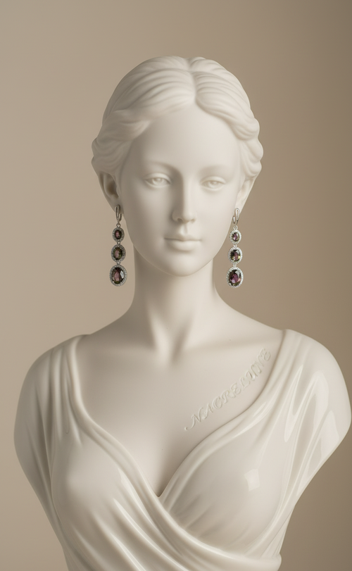 Boucles d'Oreille Argent 925 Topazes Mystiques Forme Longue – Bijou Semi-Précieux Éclatant | NACRELUNE NACRELUNE boucles d'oreille