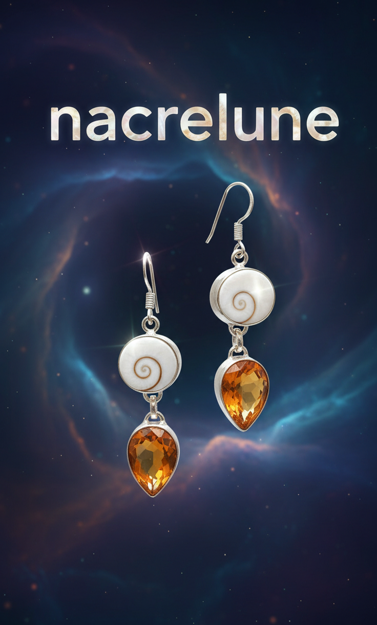 Boucles d’oreilles argent 925, œil de Shiva ou oeil de Ste Lucie et topaze-NACRELUNE NACRELUNE boucles d'oreille