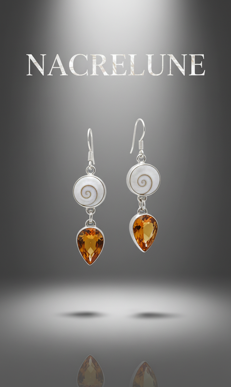 Boucles d’oreilles argent 925, œil de Shiva ou oeil de Ste Lucie et topaze-NACRELUNE NACRELUNE boucles d'oreille