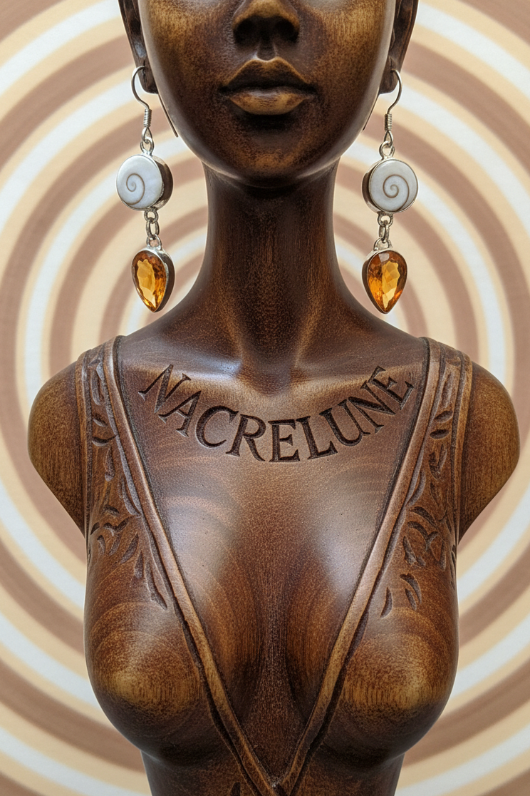 Boucles d’oreilles argent 925, œil de Shiva ou oeil de Ste Lucie et topaze-NACRELUNE NACRELUNE boucles d'oreille