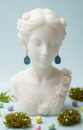Boucles d'Oreille Œuf de Pâques en Émail Bleu – Bijou Fantaisie Printanier | NACRELUNE NACRELUNE boucles d'oreille