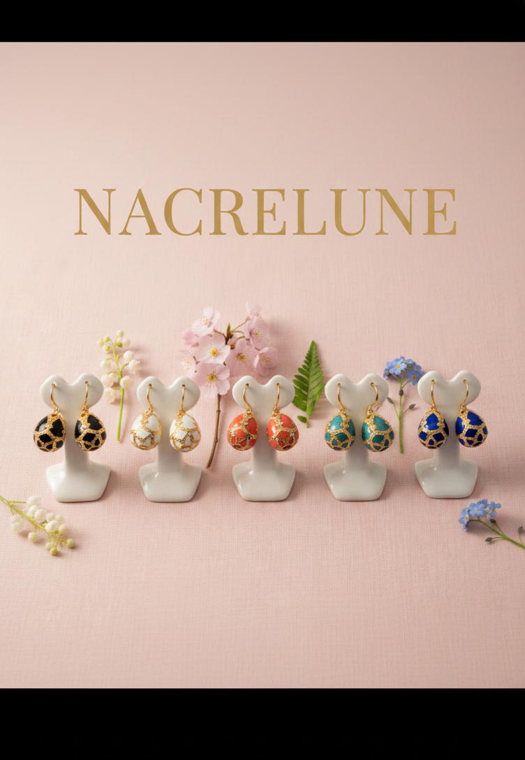 Boucles d'Oreilles Œuf de Pâques Style Fabergé en Émail | NACRELUNE NACRELUNE boucles d'oreille