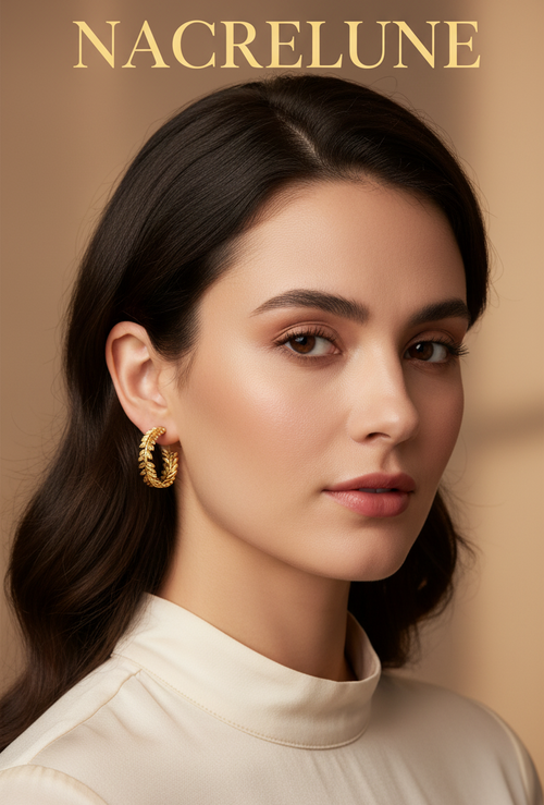 Boucles d'oreilles Créoles Acacia – Cuivre Plaqué Or 18K NACRELUNE boucles d'oreille