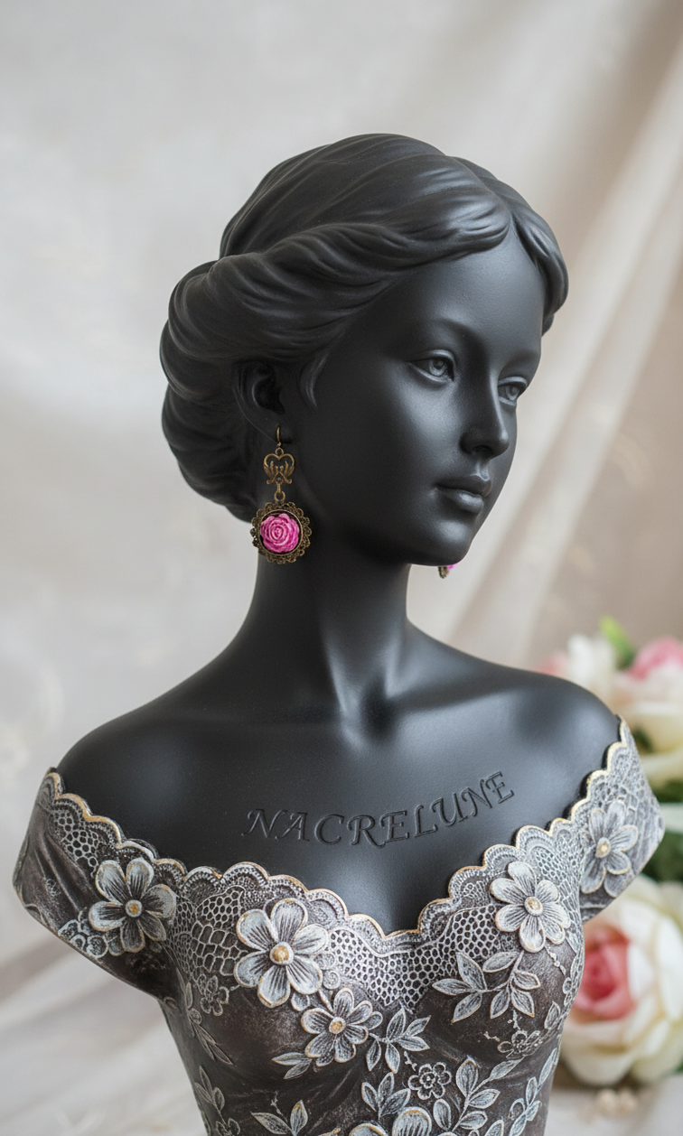 Boucles d'Oreille Romantiques Fleurs Roses – Bijou Floral Délicat Petit Prix | NACRELUNE NACRELUNE boucles d'oreille
