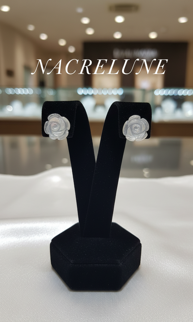 Boucles d’oreilles en cristal de roche en forme de rose-NACRELUNE NACRELUNE boucles d'oreille