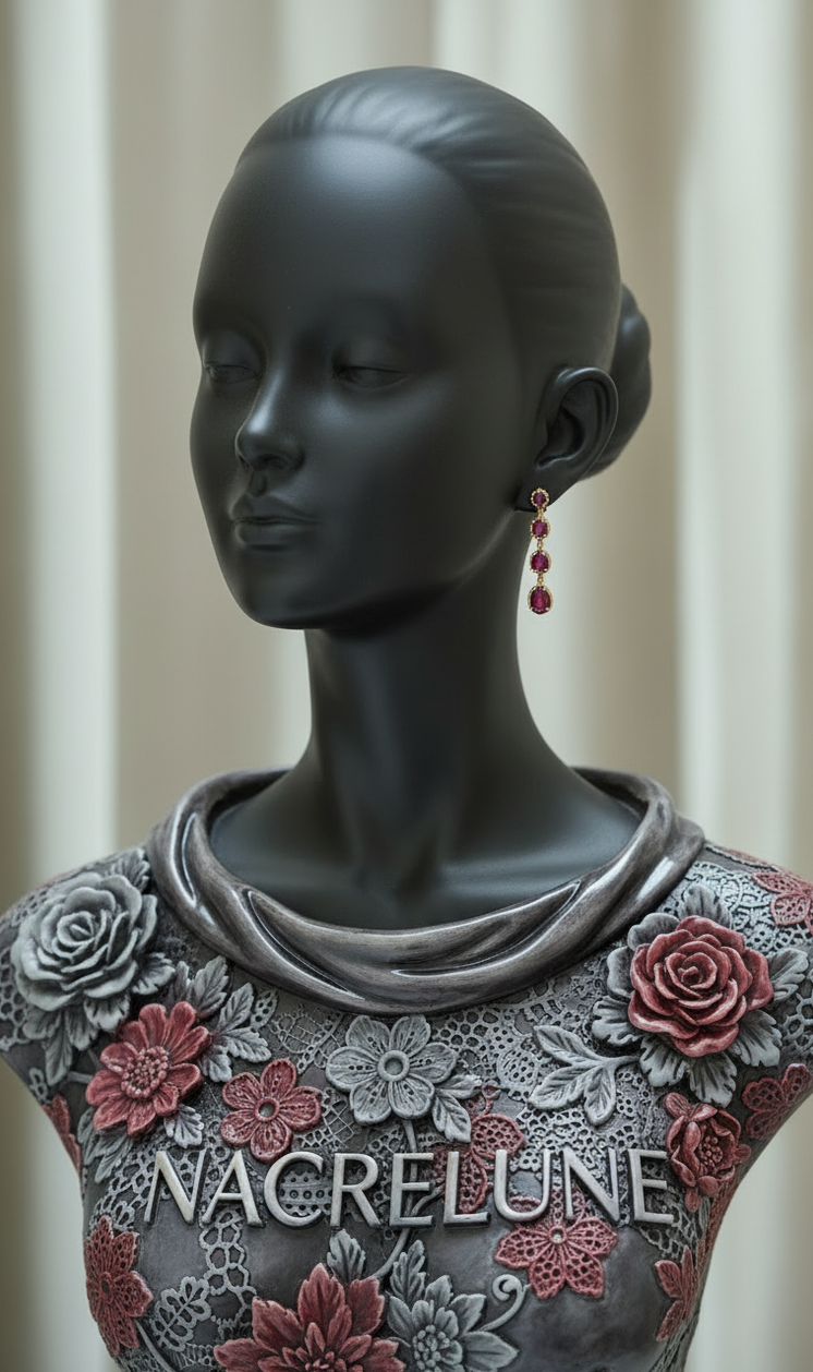 👑 Boucles d'Oreille Clip Vintage Imitation Rubis – Bijou Ancien Élégant | NACRELUNE NACRELUNE boucles d'oreille