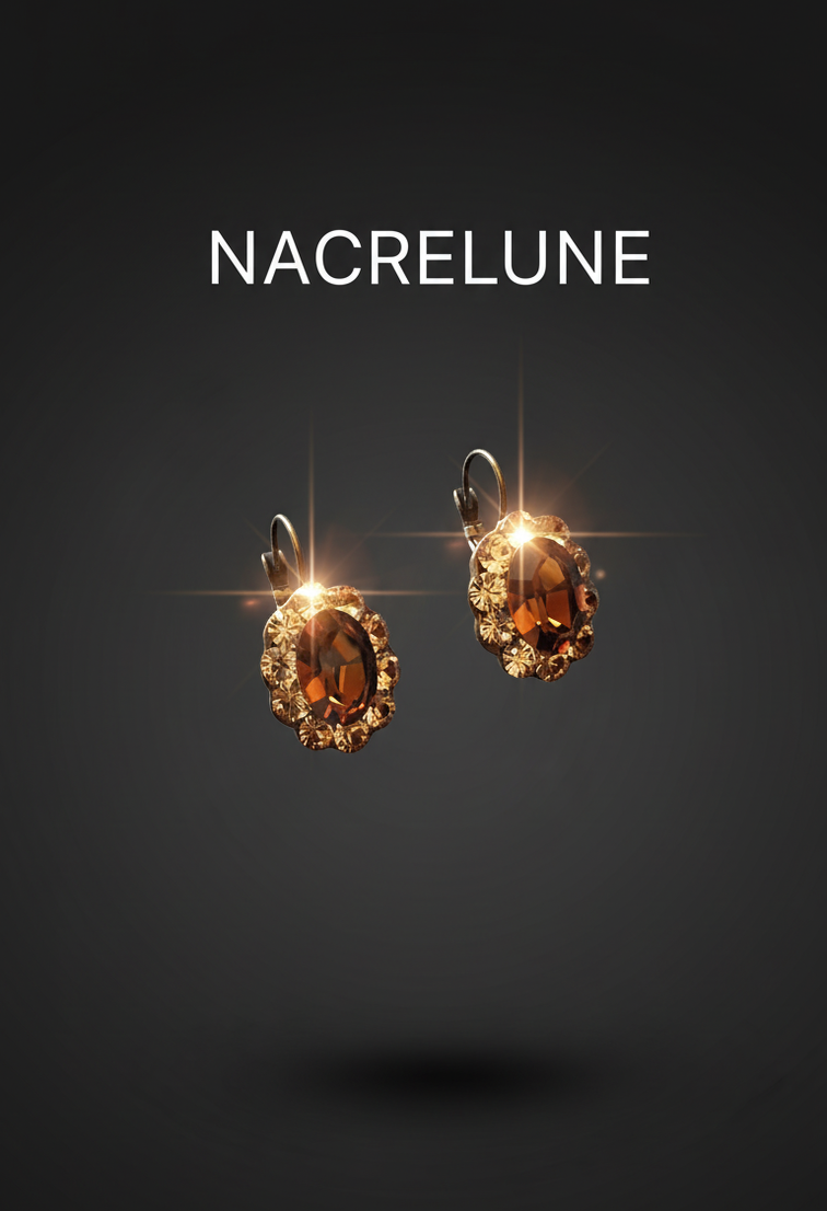 Boucles d’oreilles dormeuses en strass marron, style vintage-NACRELUNE NACRELUNE boucles d'oreille