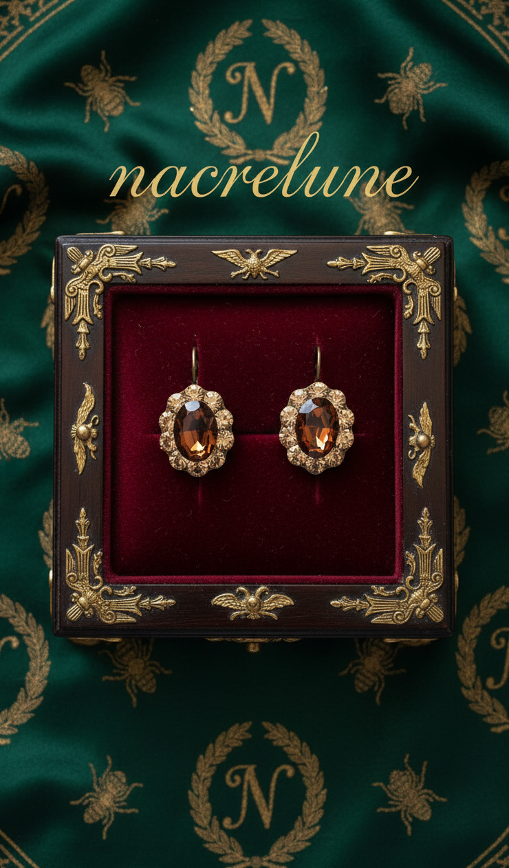 Boucles d’oreilles dormeuses en strass marron, style vintage-NACRELUNE NACRELUNE boucles d'oreille