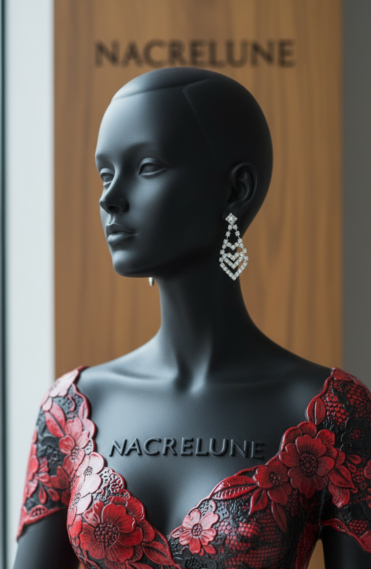 Longues Boucles d'Oreille en Strass Forme Chevrons – Bijou Glamour Élégant | NACRELUNE NACRELUNE boucles d'oreille