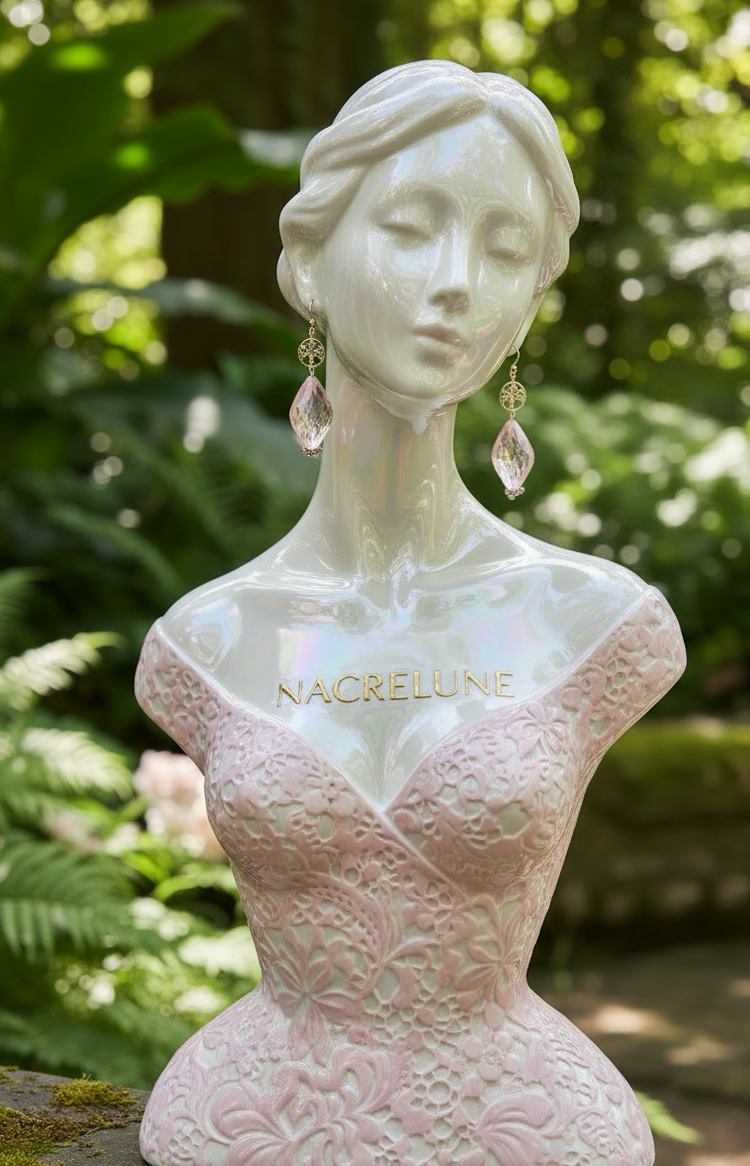 Boucles d'Oreille Roses en Verre Artisanal – Bijou Délicat Fait Main | NACRELUNE NACRELUNE boucles d'oreille