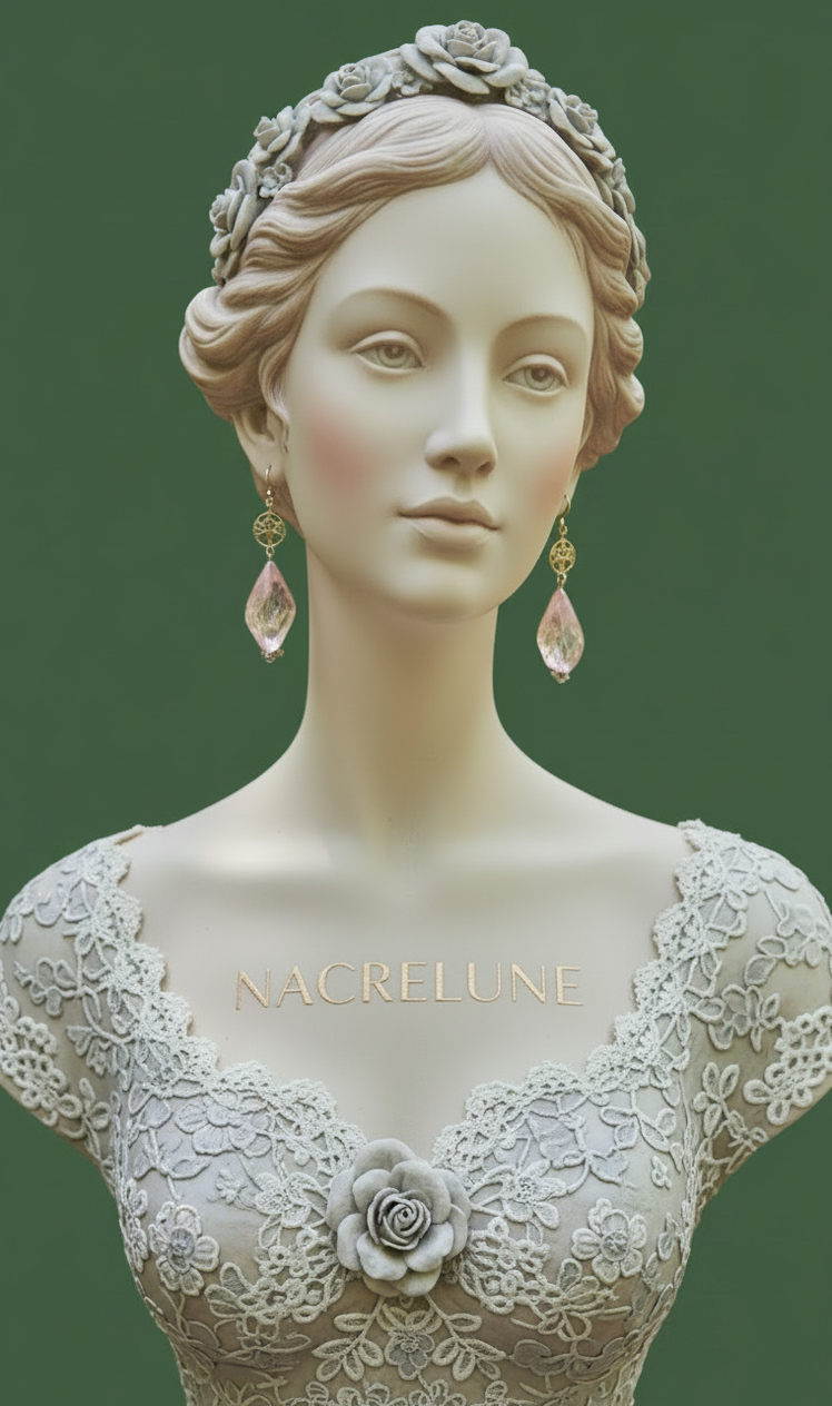 Boucles d'Oreille Roses en Verre Artisanal – Bijou Délicat Fait Main | NACRELUNE NACRELUNE boucles d'oreille