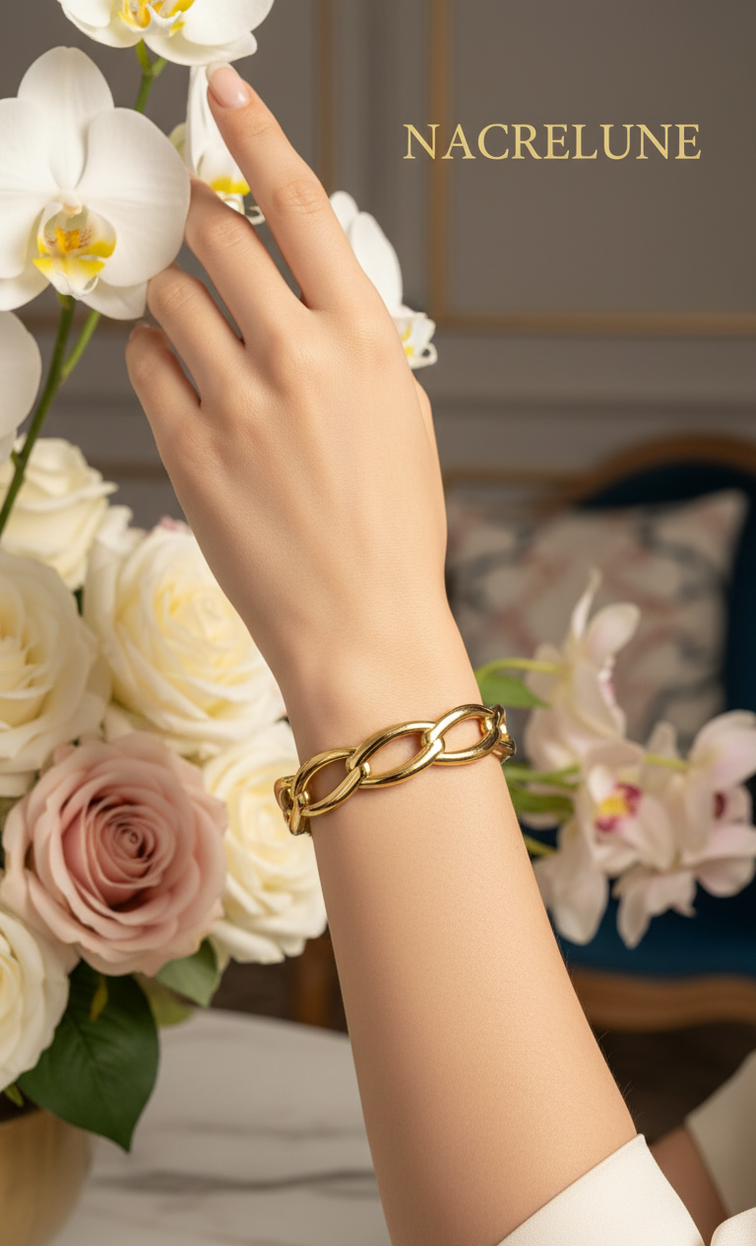 Bracelet Articulé Plaqué Or 18K – Acier Inoxydable 304