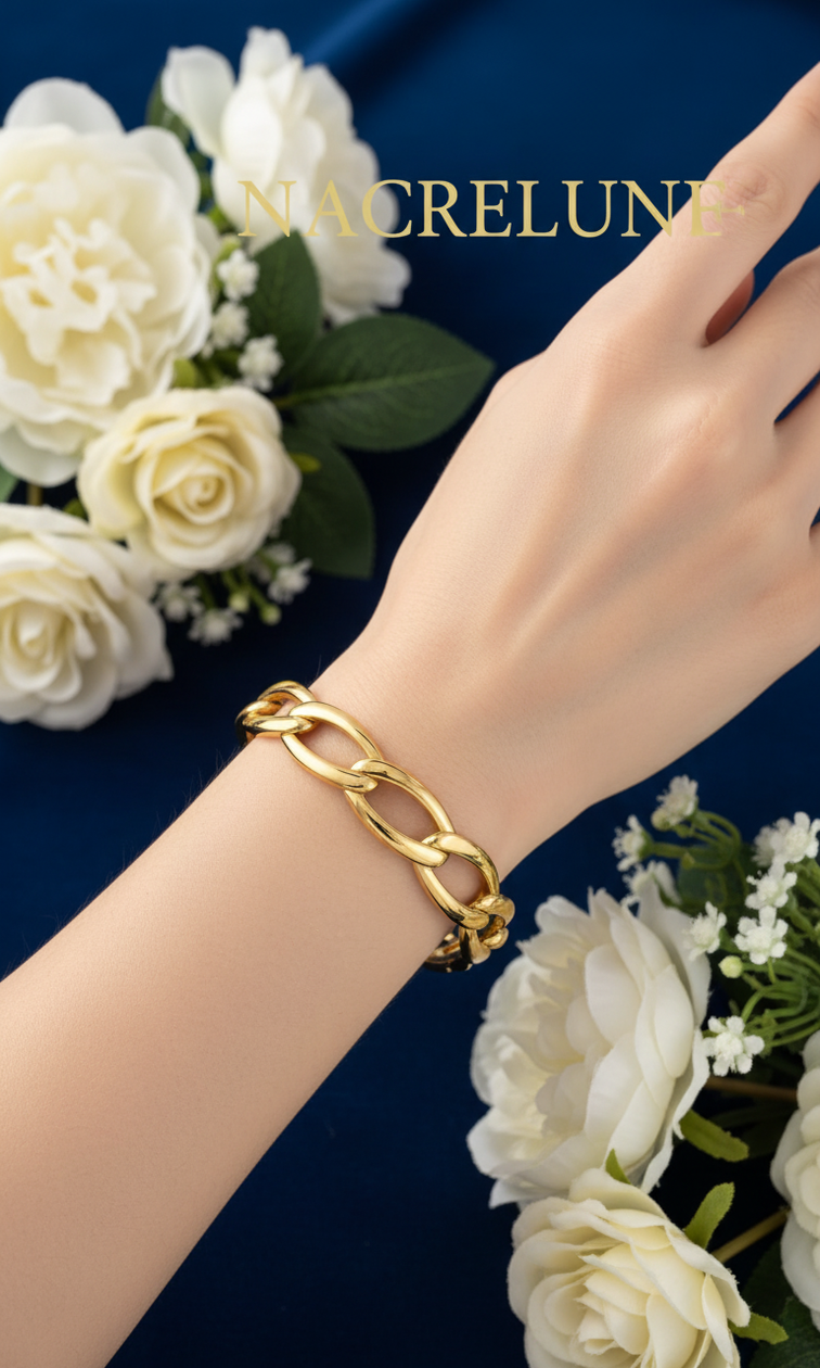 Bracelet Articulé Plaqué Or 18K – Acier Inoxydable 304