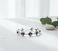 Bracelet en argent avec améthystes taillées (ch pierre 14X10mm) nacrelune.com bracelet