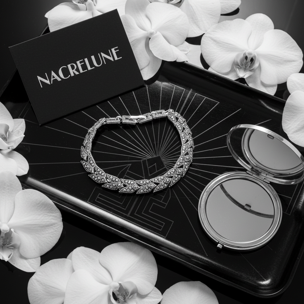 Bracelet Argent 925 et Marcassites - Bijou Rétro Chic nacrelune.com bracelet