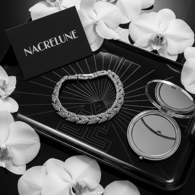 Bracelet Argent 925 et Marcassites - Bijou Rétro Chic nacrelune.com bracelet