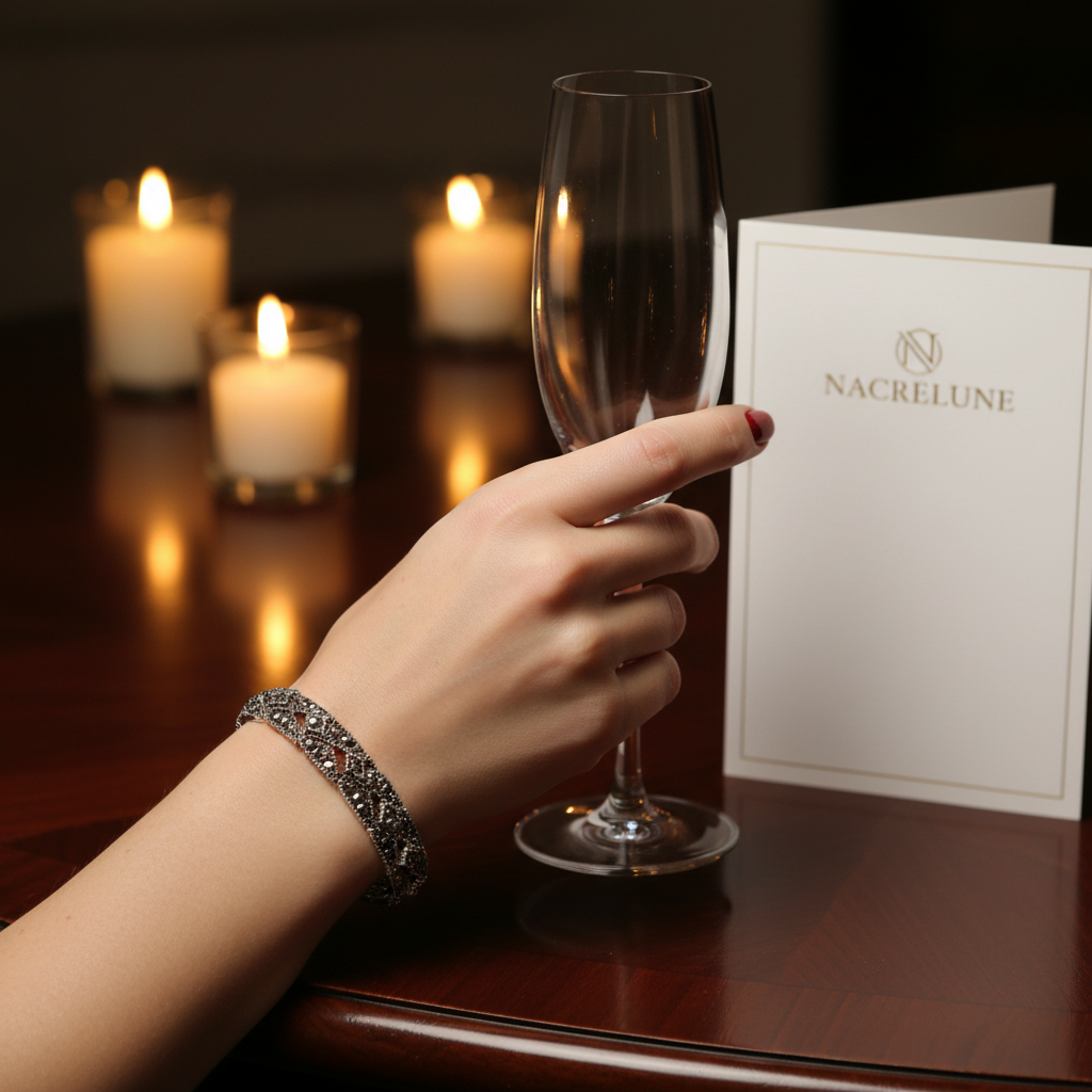 Bracelet Argent 925 et Marcassites - Bijou Rétro Chic nacrelune.com bracelet