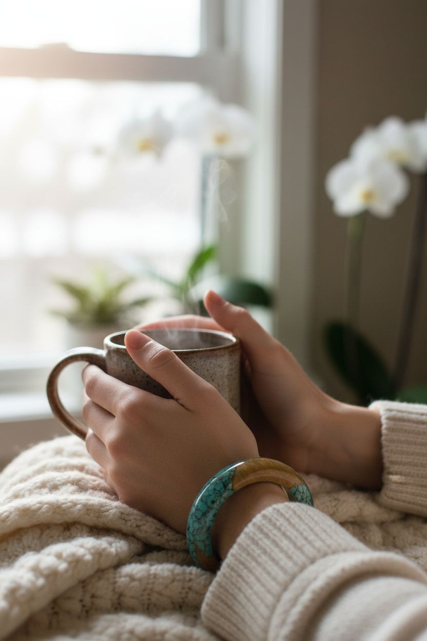 Bracelet bois naturel et résine nacrelune.com bracelet