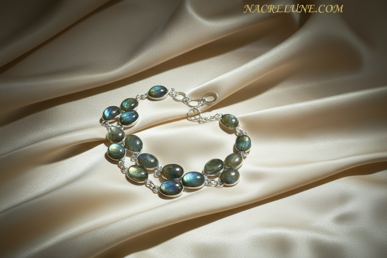 Bracelet en argent avec labradorites nacrelune.com bracelet