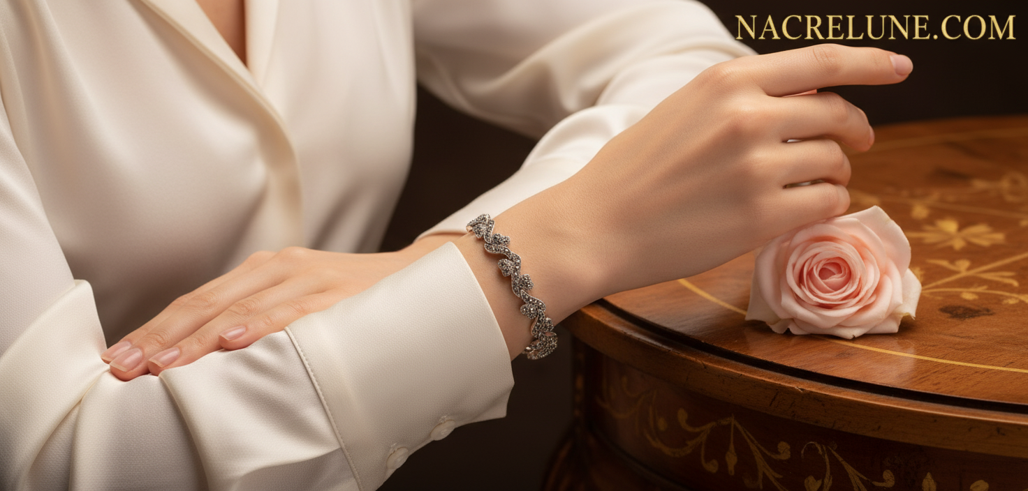 Bracelet en argent et marcassites NACRELUNE bracelet