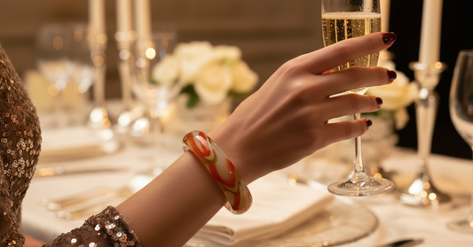 bracelet en verre orange jaune vert NACRELUNE bracelet