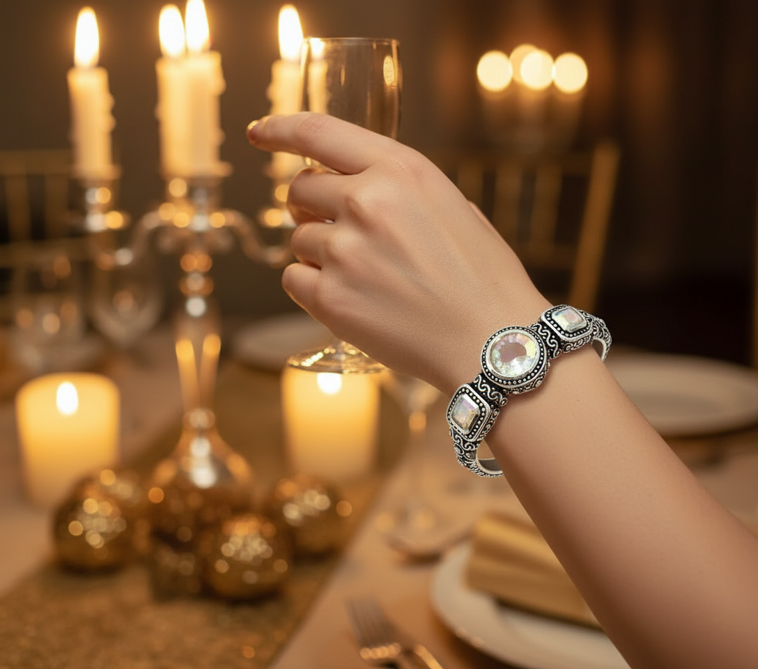 Bracelet en argent et topazes traitées "mystique arc en ciel" NACRELUNE bracelet