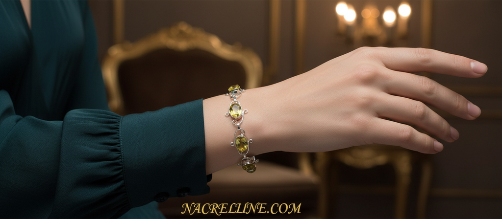 Bracelet en argent avec citrines taillées nacrelune.com bracelet