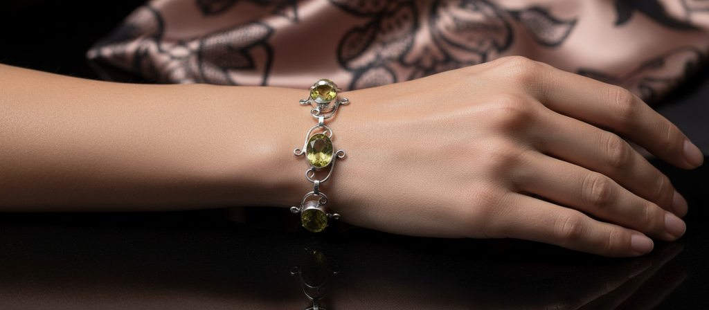 Bracelet en argent avec citrines taillées nacrelune.com bracelet