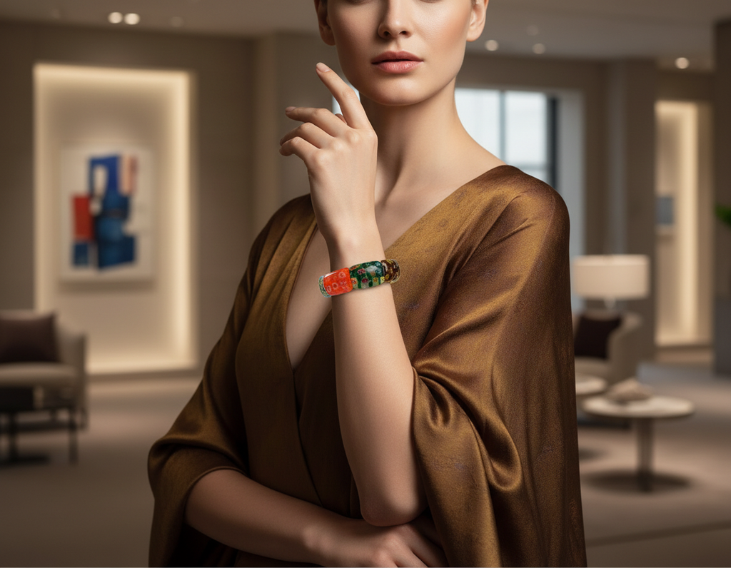 Bracelet Élastique Millefiori | Verre Vénitien Multicolore – Nacrelune nacrelune.com bracelet