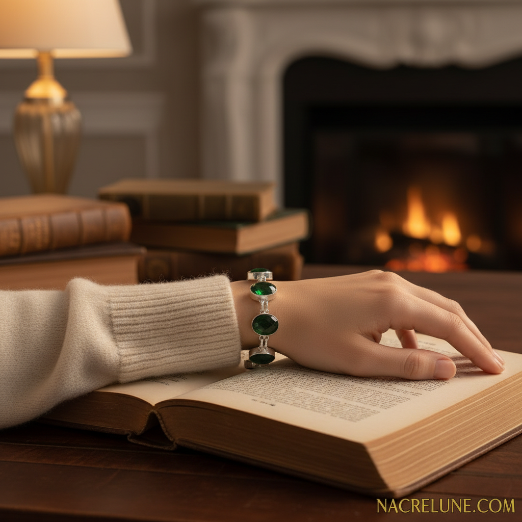 Bracelet Argent & Quartz Verts Taillés | Grosses Pierres Naturelles – Nacrelune nacrelune.com bracelet