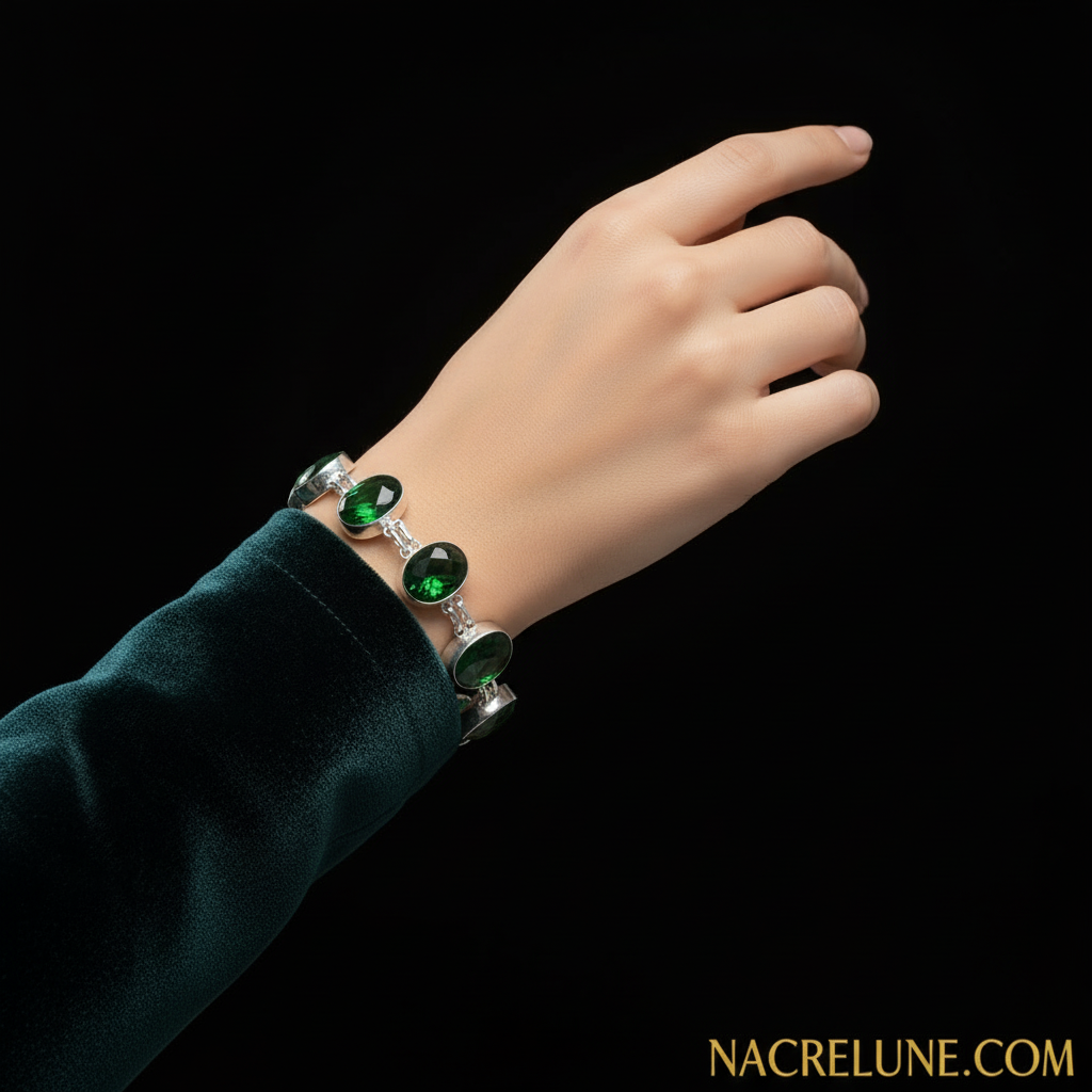 Bracelet Argent & Quartz Verts Taillés | Grosses Pierres Naturelles – Nacrelune nacrelune.com bracelet