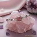 Bracelet en argent avec rhodocrosites et améthystes nacrelune.com bracelet