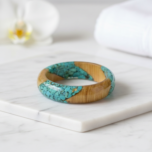 Bracelet bois naturel et résine nacrelune.com bracelet