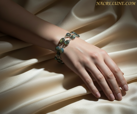 Bracelet en argent avec labradorites NACRELUNE bracelet