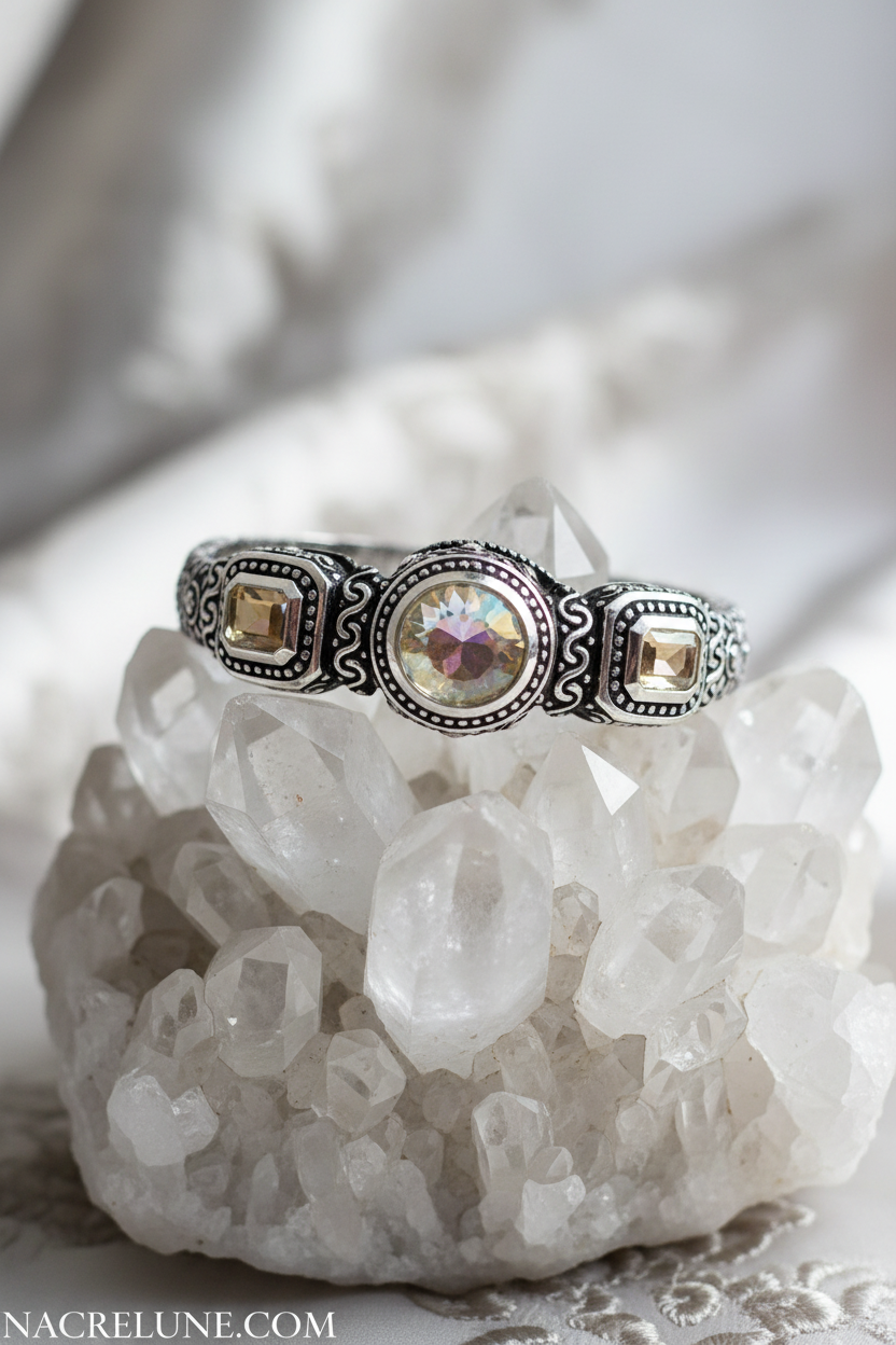 Bracelet en argent et topazes traitées "mystique arc en ciel" nacrelune.com bracelet