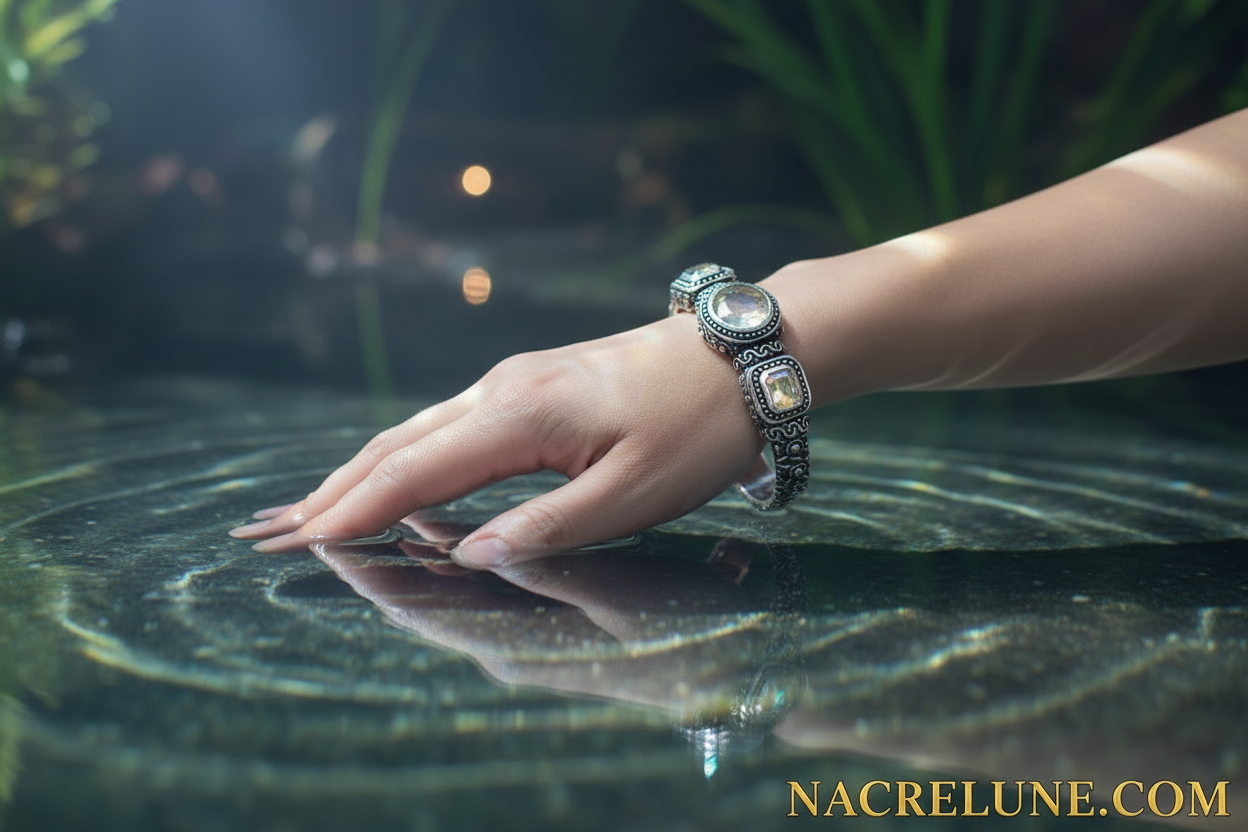 Bracelet en argent et topazes traitées "mystique arc en ciel" nacrelune.com bracelet