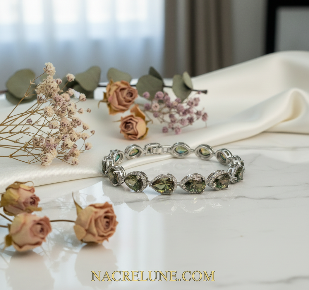 Bracelet en argent avec topazes taillées traitées mystique NACRELUNE bracelet