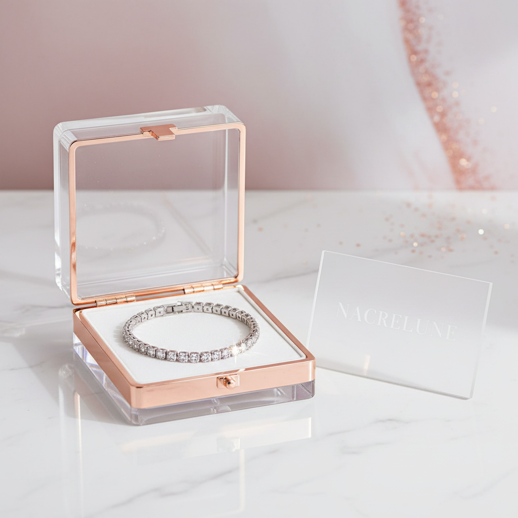 Bracelet zirconia écrin acrylique