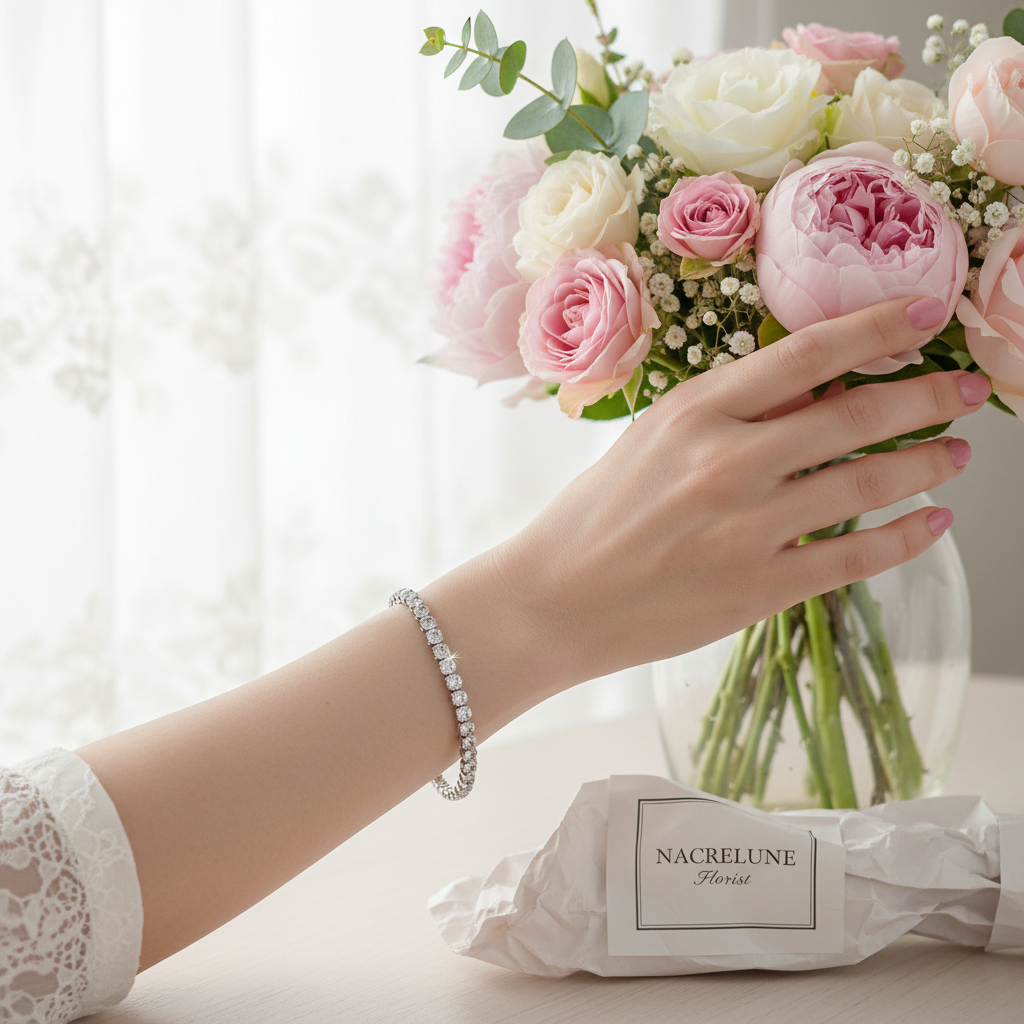 Bracelet zirconia fleurs