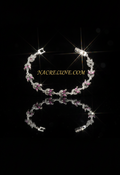 Bracelet Argent & Marcassites avec Rubis Véritables – Art Déco Passion | NACRELUNE NACRELUNE bracelet