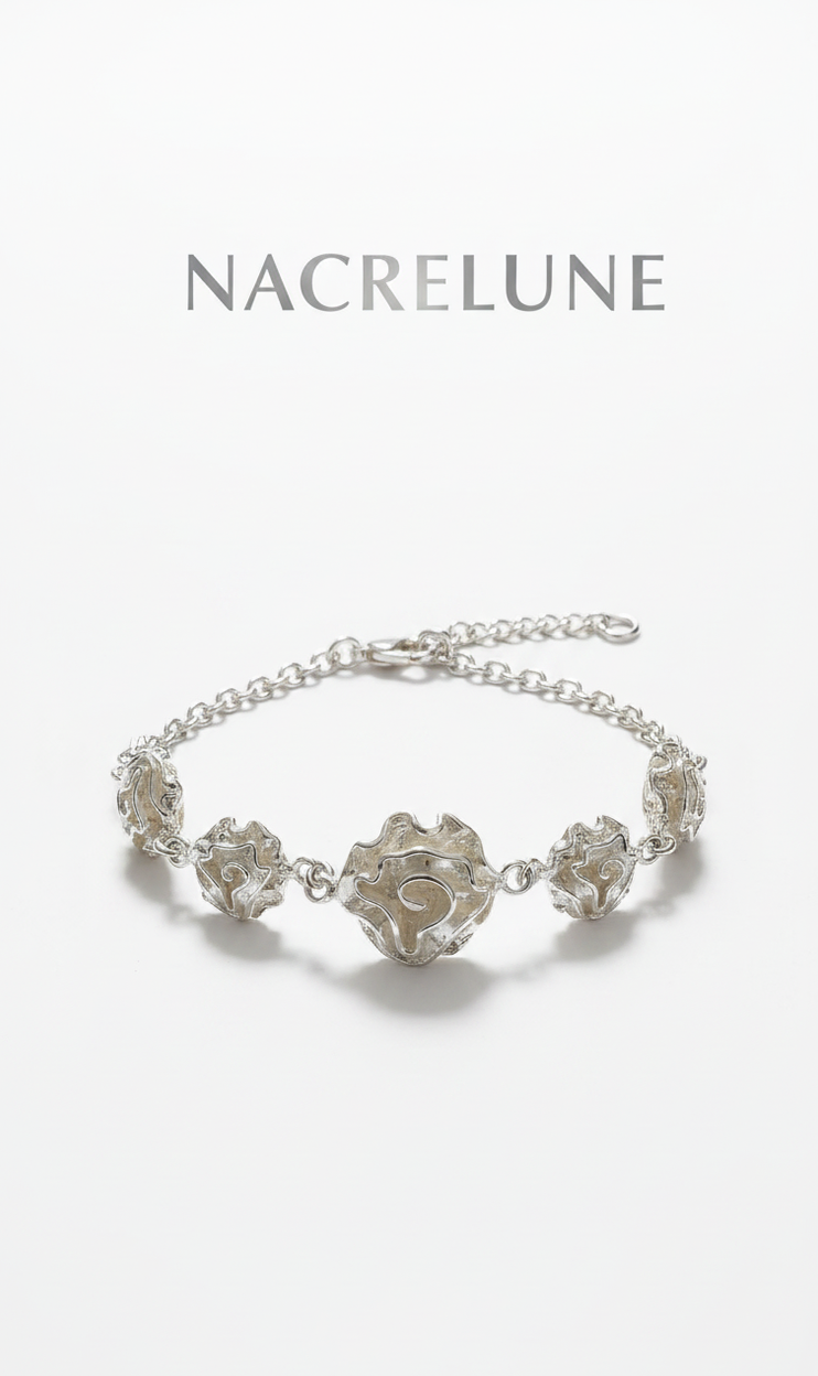 Bracelet Argent 925 en Forme de Rose - Motif Floral Sculpte | NACRELUNE NACRELUNE bracelet